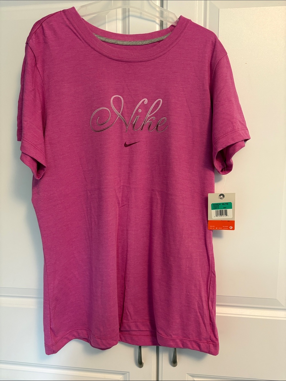 Nike Pink Script Logo Short Sleeve Tee